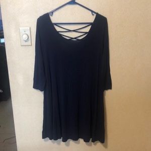 Blue Lace Up Dress